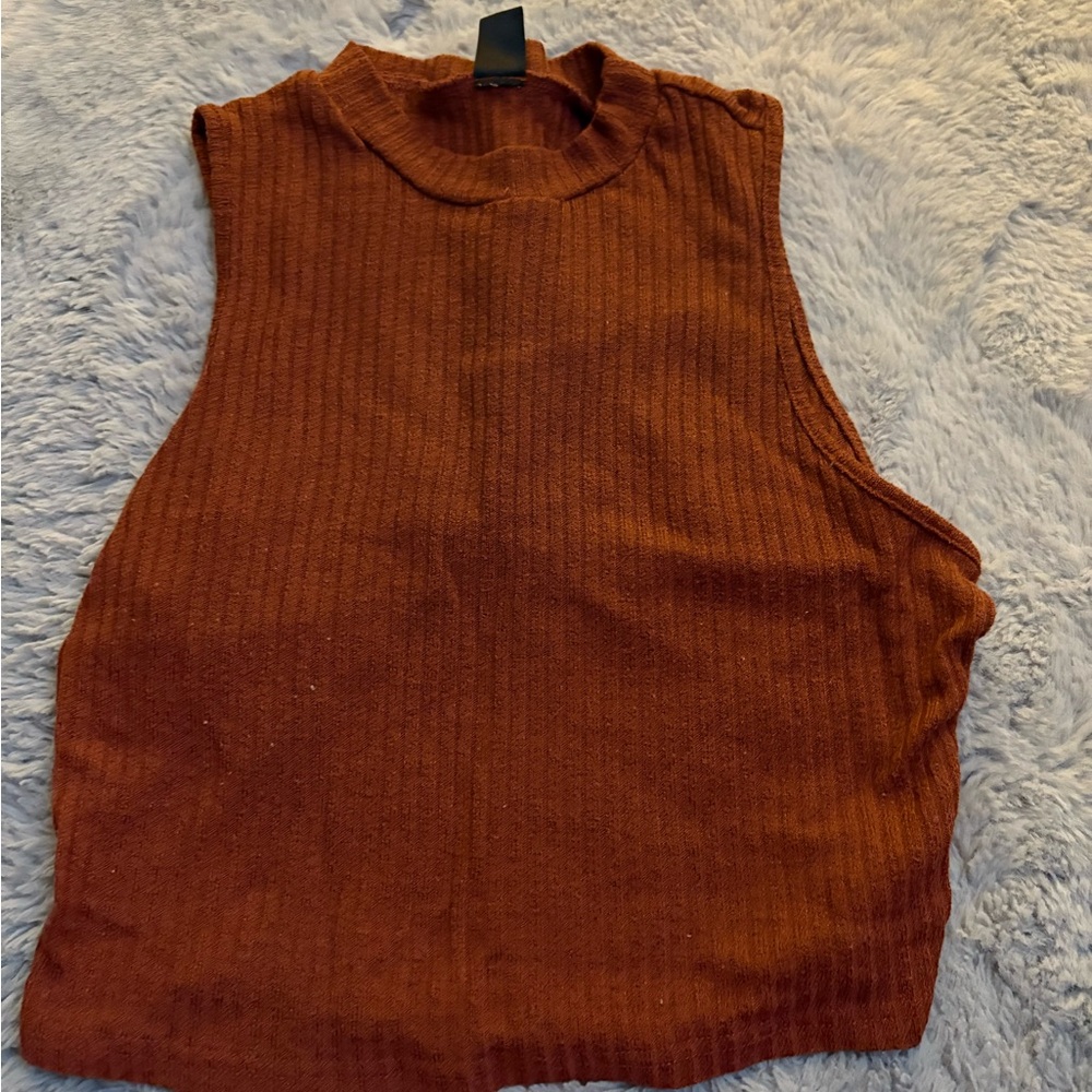 SHEIN Rust Ribbed Tank Top
